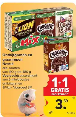 Carrefour Ontbijtgranen en graanrepen Nestlé aanbieding