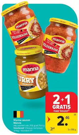 Carrefour Warme sauzen Manna aanbieding