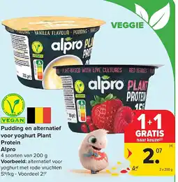 Carrefour Pudding en alternatief voor yoghurt Plant Protein Alpro aanbieding