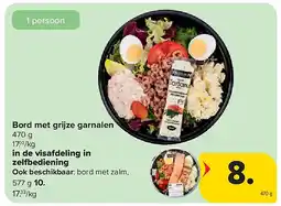 Carrefour Bord met grijze garnalen aanbieding