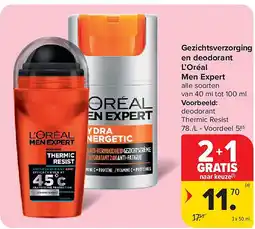 Carrefour Gezichtsverzorging en deodorant L’Oréal Men Expert aanbieding