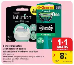 Carrefour Scheerproducten voor heren en dames Wilkinson en Wilkinson Intuition aanbieding