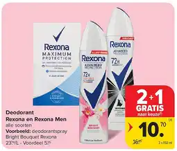 Carrefour Deodorant Rexona en Rexona Men aanbieding
