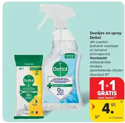Carrefour Doekjes en spray Dettol aanbieding