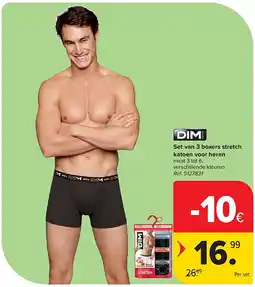 Carrefour Set van 3 boxers stretch katoen voor heren aanbieding