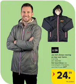 Carrefour Jas met sherpa voering en kap voor heren aanbieding