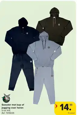 Carrefour Sweater met kap of jogging voor heren aanbieding