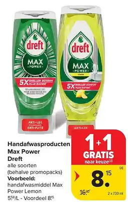 Carrefour Handafwasproducten Max Power Dreft aanbieding