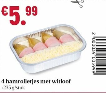 4 hamrolletjes met witloof