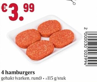 Buurtslagers 4 hamburgers aanbieding