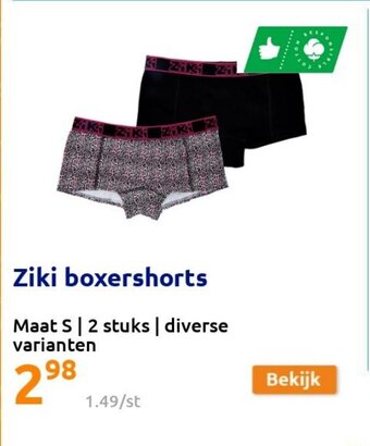 Action Ziki boxershorts aanbieding