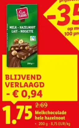 Lidl Melkchocolade hele hazelnoot aanbieding