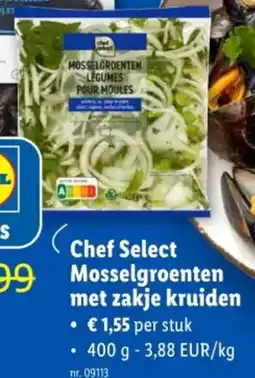 Lidl Chef Select Mosselgroenten met zakje kruiden aanbieding