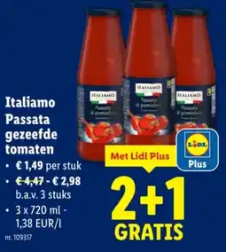 Lidl Italiamo Passata gezeefde tomaten aanbieding