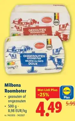 Lidl Milbona Roomboter aanbieding