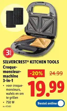 Lidl Silvercrest Kitchen tools croque monsieur machine 3-in-1 aanbieding