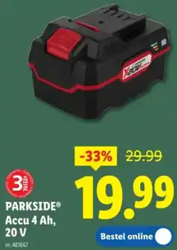 Lidl Parkside Accu 4 Ah, 20 V aanbieding