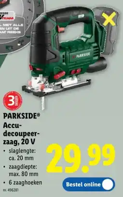 Lidl Parkside Accu decoupeerzaag, 20 V aanbieding