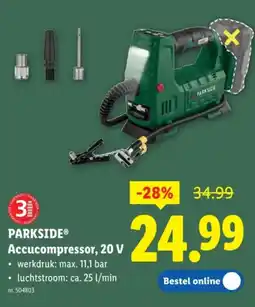 Lidl Parkside Accucompressor, 20 V aanbieding