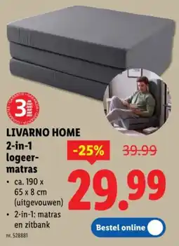 Lidl Livarno home 2-in-1 logeermatras aanbieding