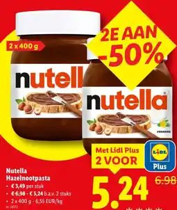Lidl Nutella Hazelnootpasta aanbieding