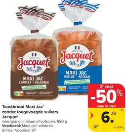 Carrefour Market Jacquet Toastbrood Maxi Jac' zonder toegevoegde suikers aanbieding