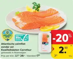 Carrefour Market Atlantische zalmfilet zonder vel aanbieding