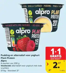Carrefour Market Alpro Pudding en alternatief voor yoghurt Plant Protein aanbieding