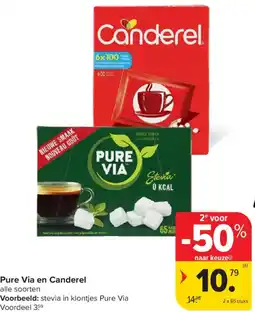 Carrefour Market Pure Via en Canderel aanbieding