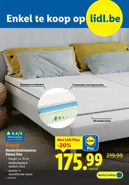 Lidl Koudschuimmatras Emma One aanbieding