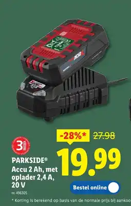 Lidl Accu 2 Ah, met oplader 2,4 А, 20 V aanbieding