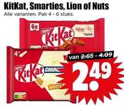 Dirk KitKat, Smarties, Lion of Nuts aanbieding