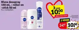 Kruidvat Nivea deospray , roller en stick aanbieding