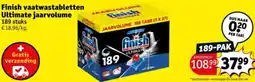 Kruidvat Finish vaatwastabletten Ultimate jaarvolume aanbieding