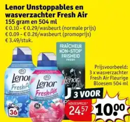 Kruidvat Lenor Unstoppables en wasverzachter Fresh Air aanbieding