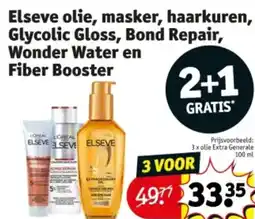 Kruidvat Elseve olie, masker, haarkuren, Glycolic Gloss, Bond Repair, Wonder Water en Fiber Booster aanbieding