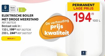 Brico Elektrische Boiler met droge weerstand 100L aanbieding