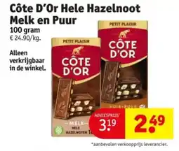 Kruidvat Côte d'or hele hazelnoot melk en puur aanbieding