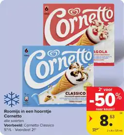 Carrefour Market Roomijs in een hoorntje cornetto aanbieding