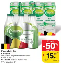 Carrefour Market Pak melk in fles Campina aanbieding