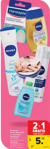 Carrefour Market Producten Nivea, Nivea Men en producten Hansaplast aanbieding