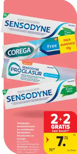 Carrefour Market Tandpasta, tandenborstels en mondwater Sensodyne, Parodontax en Corega aanbieding
