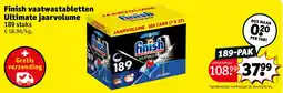 Kruidvat Finish vaatwastabletten Ultimate jaarvolume 189 stuks aanbieding