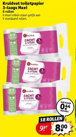 Kruidvat Kruidvat toiletpapier 3-laags Maxi 6 rollen aanbieding