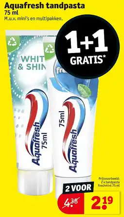 Kruidvat Aquafresh tandpasta 75 ml aanbieding