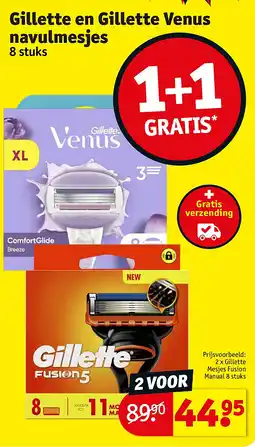 Kruidvat Gillette en Gillette Venus navulmesjes 8 stuks aanbieding