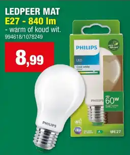 Hubo Philips Ledpeer Mat E27 - 840 Im aanbieding