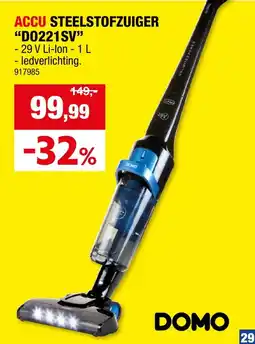 Hubo Domo Accu Steelstofzuiger D0221SV aanbieding