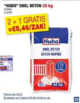 Hubo Hubo Snel Beton aanbieding
