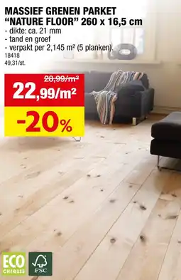 Hubo Massief grenen parket nature floor aanbieding